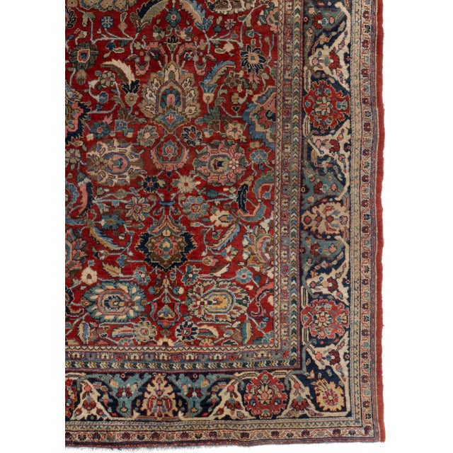 Traditional Vintage Circa 1940 Red Sarouk Hand Knotted Rug, 6ft 9in X 9ft 9in For Sale - Image 3 of 7