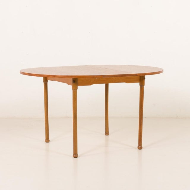 Teak Round Table with Hidden Extension, 1970s For Sale - Image 6 of 17