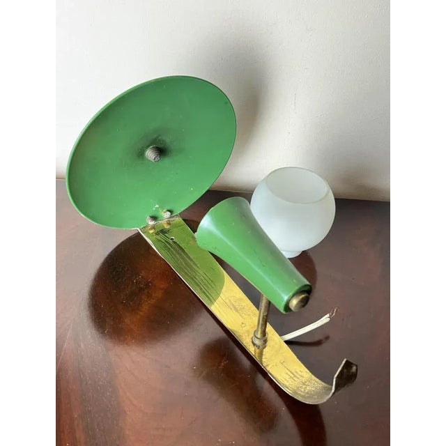 Italian wall wall lamp and green aluminum, opal glass shade, 1950s E14 lamp Good conditions. European Plug (up to...