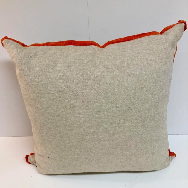 Animal Print Toss Pillow With Coral Linen Details For Sale - Image 10 of 12