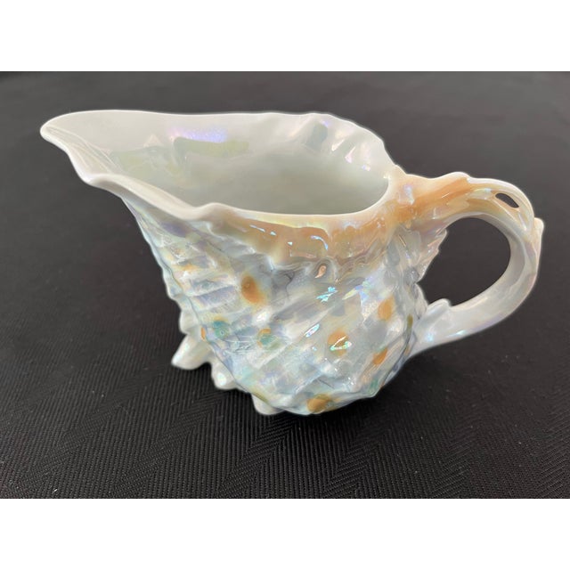 Early 20th Century Conch Shell Sugar, Creamer, Salt, Pepper & Tray by Royal Bayreuth For Sale - Image 4 of 12