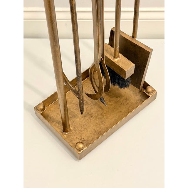 Pottery Barn Industrial Fireplace Tool Set & Canvas Log Carrier With Iron Stands For Sale In Chicago - Image 6 of 10