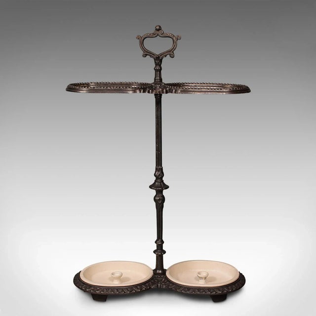 This is an antique decorative stick stand. A French, cast iron hallway umbrella rack with Art Nouveau taste, dating to the...