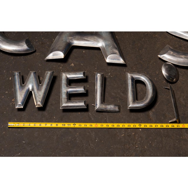 Silver Vintage Industrial Welding Supply Storefront Lettering Set For Sale - Image 8 of 9