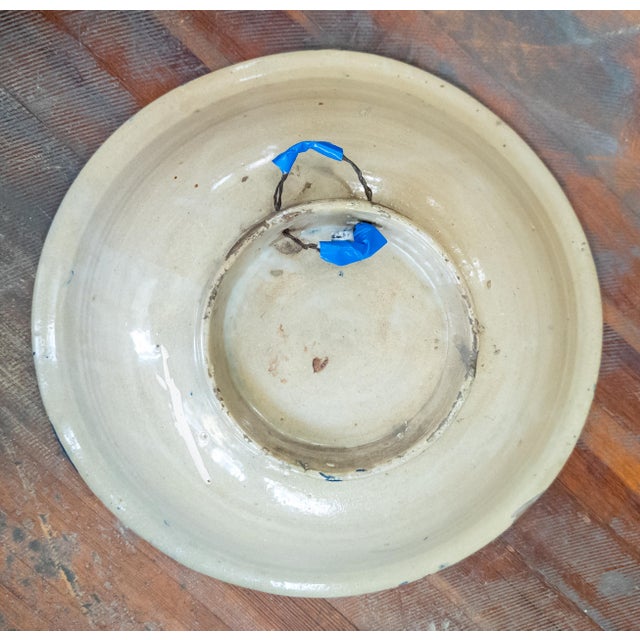 Blue 20th Century Moroccan Blue and White Fassi Pottery Wall Charger Bowl For Sale - Image 8 of 12