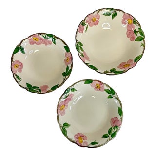 Mid-Century Americana Boho Chic Franciscan Desert Rose Serving Bowls - Set of 3 For Sale