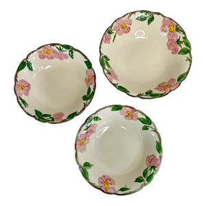 Mid-Century Americana Boho Chic Franciscan Desert Rose Serving Bowls - Set of 3