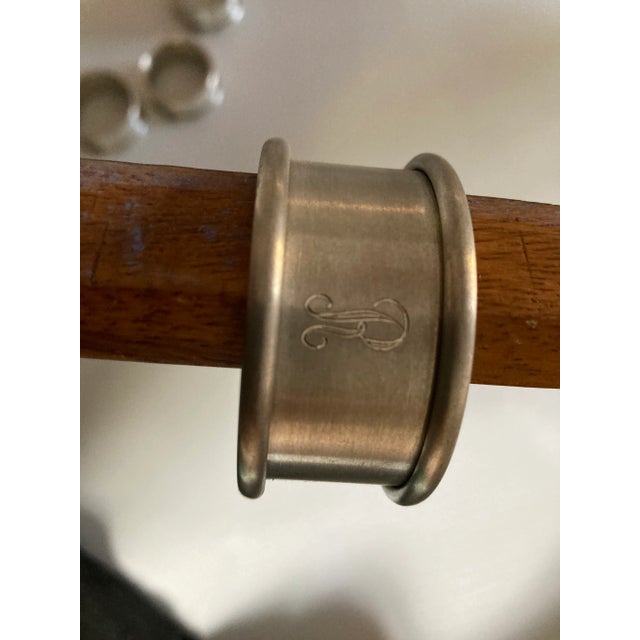 Vintage Stainless Monogram "R" Napkin Rings S/8 For Sale In New York - Image 6 of 8