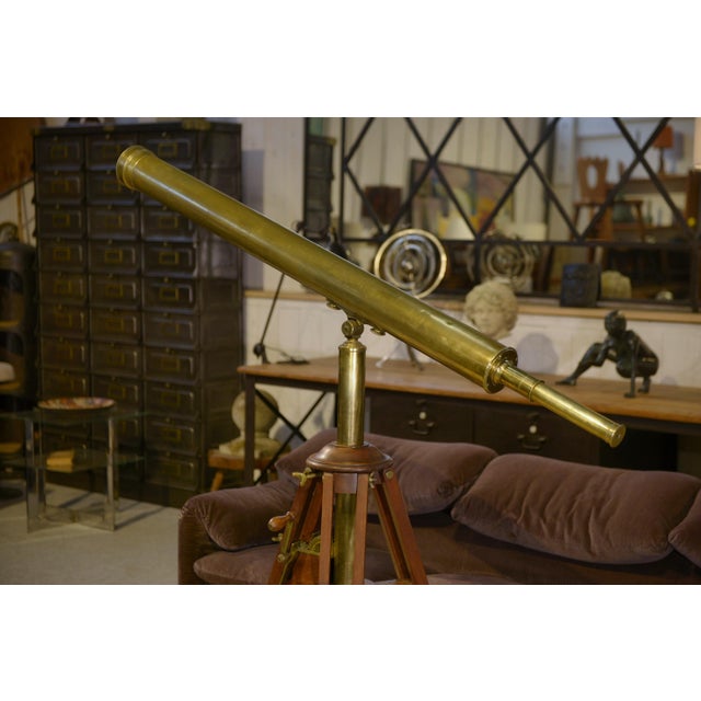 Vintage Brass and Wood Astronomical Telescope, 1930s For Sale - Image 12 of 15