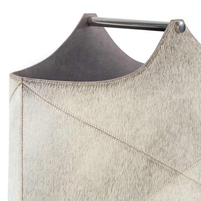 Andres Hair on Hide Basket, Grey For Sale - Image 4 of 7