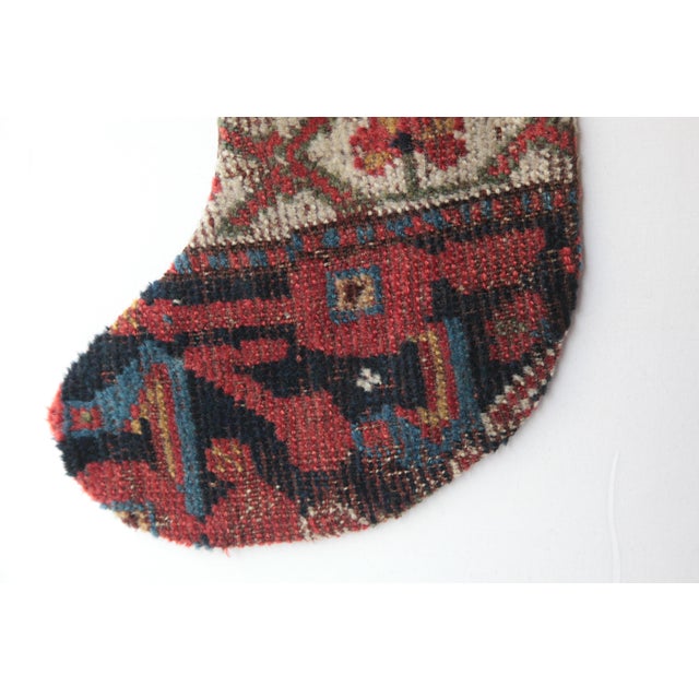 Decorative Stocking Made From 100% Handmade Double-Knotted Antique Tribal Rug For Sale - Image 4 of 6