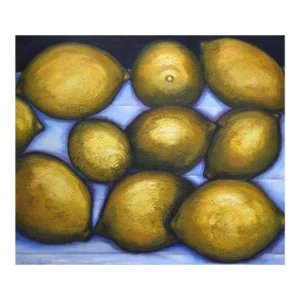 Large Vintage Modernist Still Life Oil Painting of Lemons C.1980