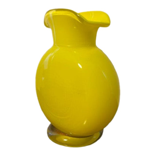 Yoav Greenberg Studios Hand-Blown Yellow Art Glass Vase – 11" – Asheville, Nc For Sale