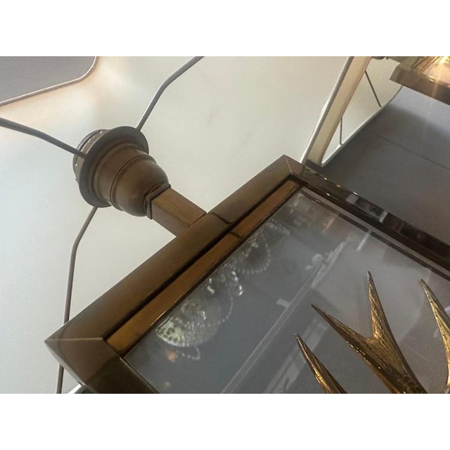 Cream Vintage French Decorative Table Lamps in Glass and Brass, 1970, Set of 2 For Sale - Image 8 of 17