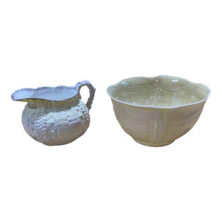 Vintage Irish Belleek Porcelain "Echinus" Sea Urchin Creamer & Sugar Set - 6th Mark For Sale