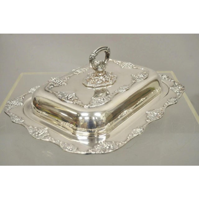 Silver Vintage Oneida Victorian Silver Plated Grapevine Covered Vegetable Serving Dish For Sale - Image 8 of 11