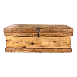 Antique Rustic Pine Chest with Dovetail Joinery and Iron Hardware For Sale