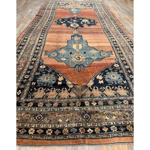 Red 1860s Red Field Gallery Medallion Tortises Knotted Wool Antique Bijar Rug For Sale - Image 8 of 9