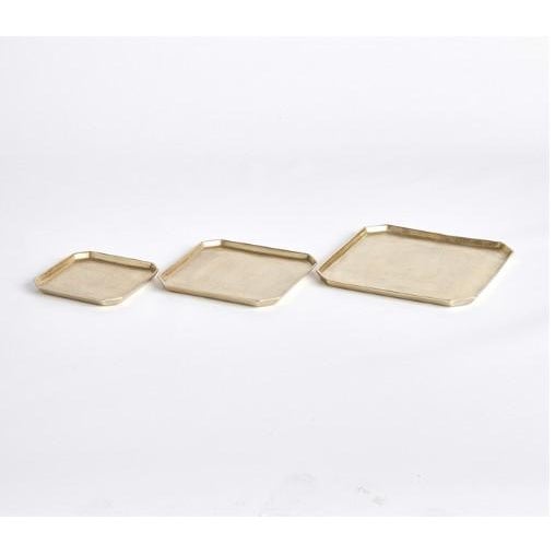 Gold Geometric Serving Trays - Set Of 3 Dimensions: Large 15 x 15 x .5 - Medium 12 x 12 x .5 - Small 9.25 x 9.25 x .5 A...