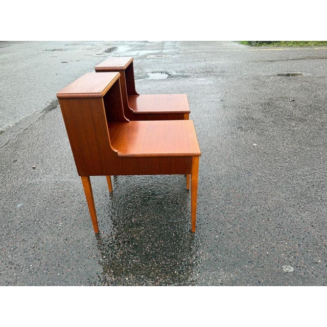 1960s Scandinavian Teak Nightstands with Double Top, 1965, Set of 2 For Sale - Image 5 of 13