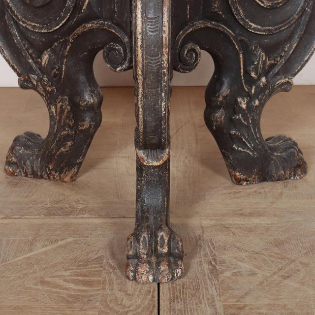 German Carved Oak Lamp Table, 1890s For Sale - Image 4 of 9