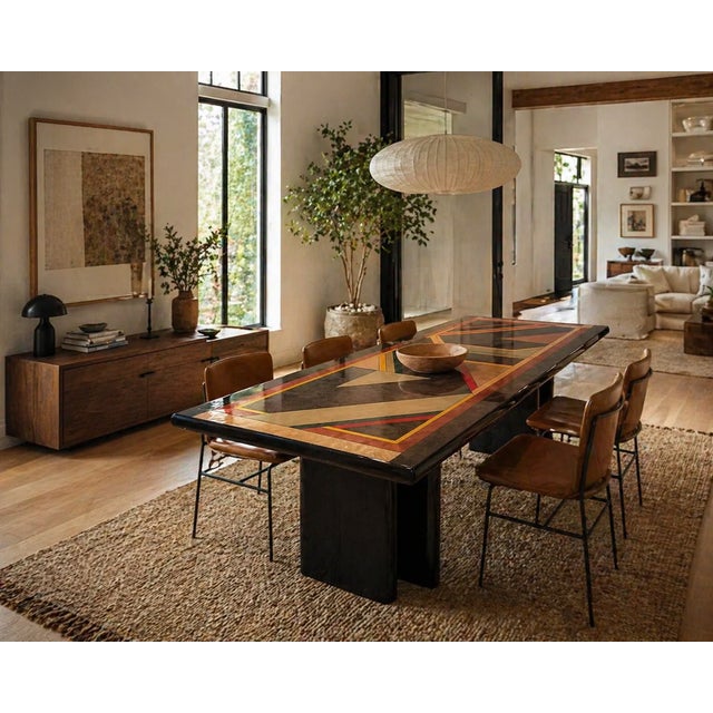 Wood 1980s Maurice Villency Lacquer & Parquetry Dining Table For Sale - Image 7 of 13