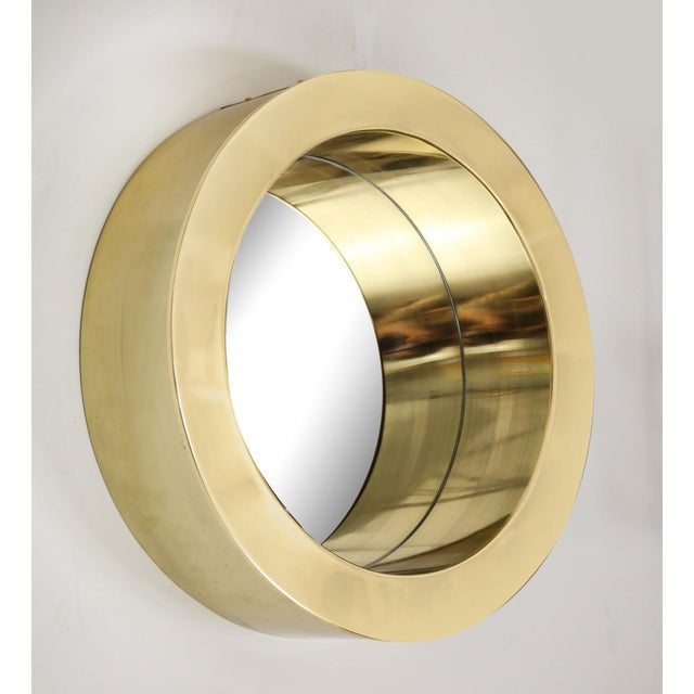 Metal Brass Modernist Circular Mirror For Sale - Image 7 of 7
