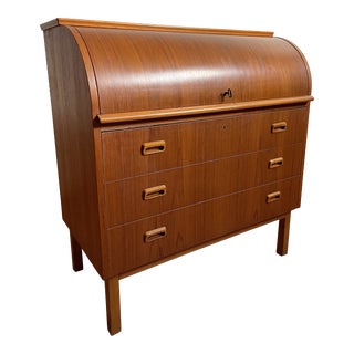 Mid Century Teak Rolltop Desk by Egon Osterrgard For Sale