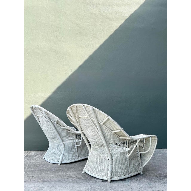 Late 20th Century Vintage Woven Rattan Bar Harbour Lounge Chairs - A Pair For Sale - Image 5 of 12