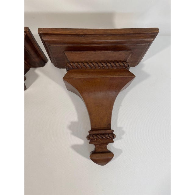 Mid 20th Century Neoclassical Style Wood Corbels Wall Shelf Brackets - A Pair For Sale - Image 6 of 18