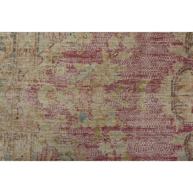 Tabriz Rug 6’3” X 10′ Pink Wool Vintage Distressed Hand-Knotted Carpet For Sale - Image 10 of 15
