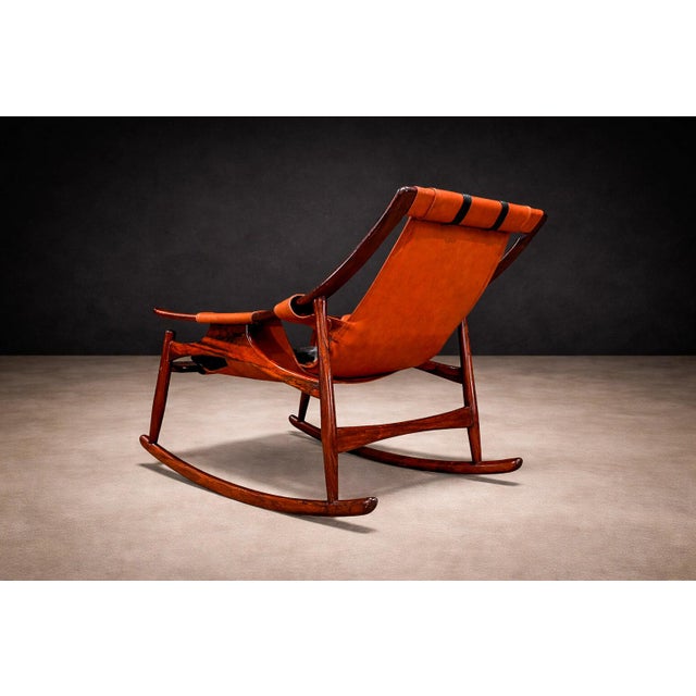 Rocking Chair in Rosewood & Leather, Liceu De Artes, 1960s For Sale - Image 9 of 15