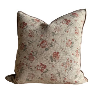 French Linen Accent Pillow Cover — Jardin Orgeat 20" For Sale
