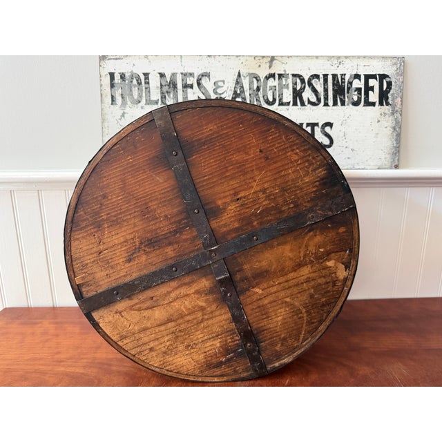 Large Antique New England Wooden Dry Measure by Daniel Cragin, Wilton, New Hampshire – Primitive Grain Measure With Forged Iron Handles For Sale - Image 15 of 16