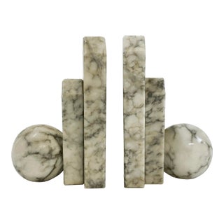 Vintage Postmodern Style Marble Stone Bookends, Pair For Sale