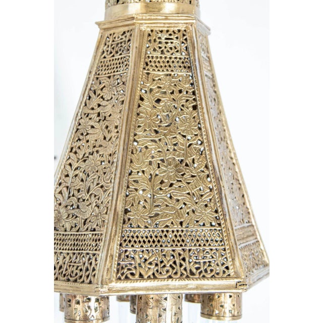 19th Century Egyptian Mamluk Revival Pierced Brass Mosque Hanging Lamp For Sale - Image 10 of 12