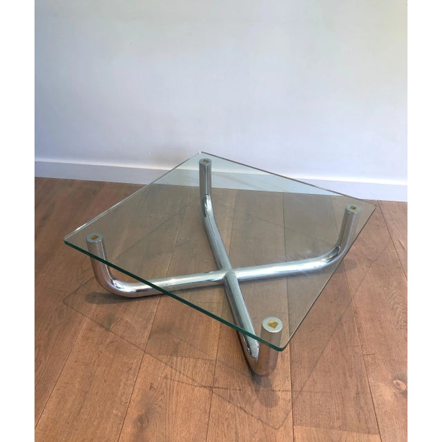 1970s French Chromed Glass Shelf Coffee Table For Sale - Image 4 of 13