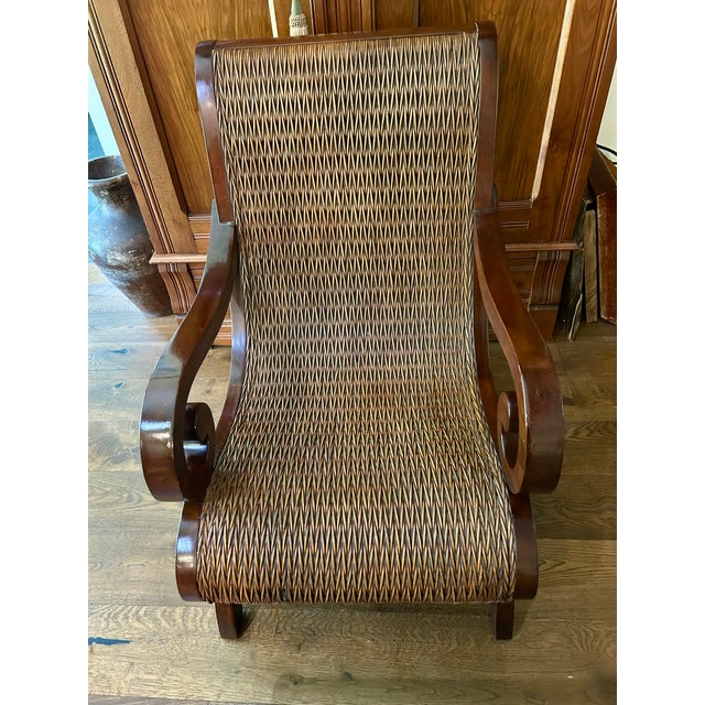 Tommy Bahama Plantation Mahogany Chair With Matching Ottoman For Sale - Image 4 of 6