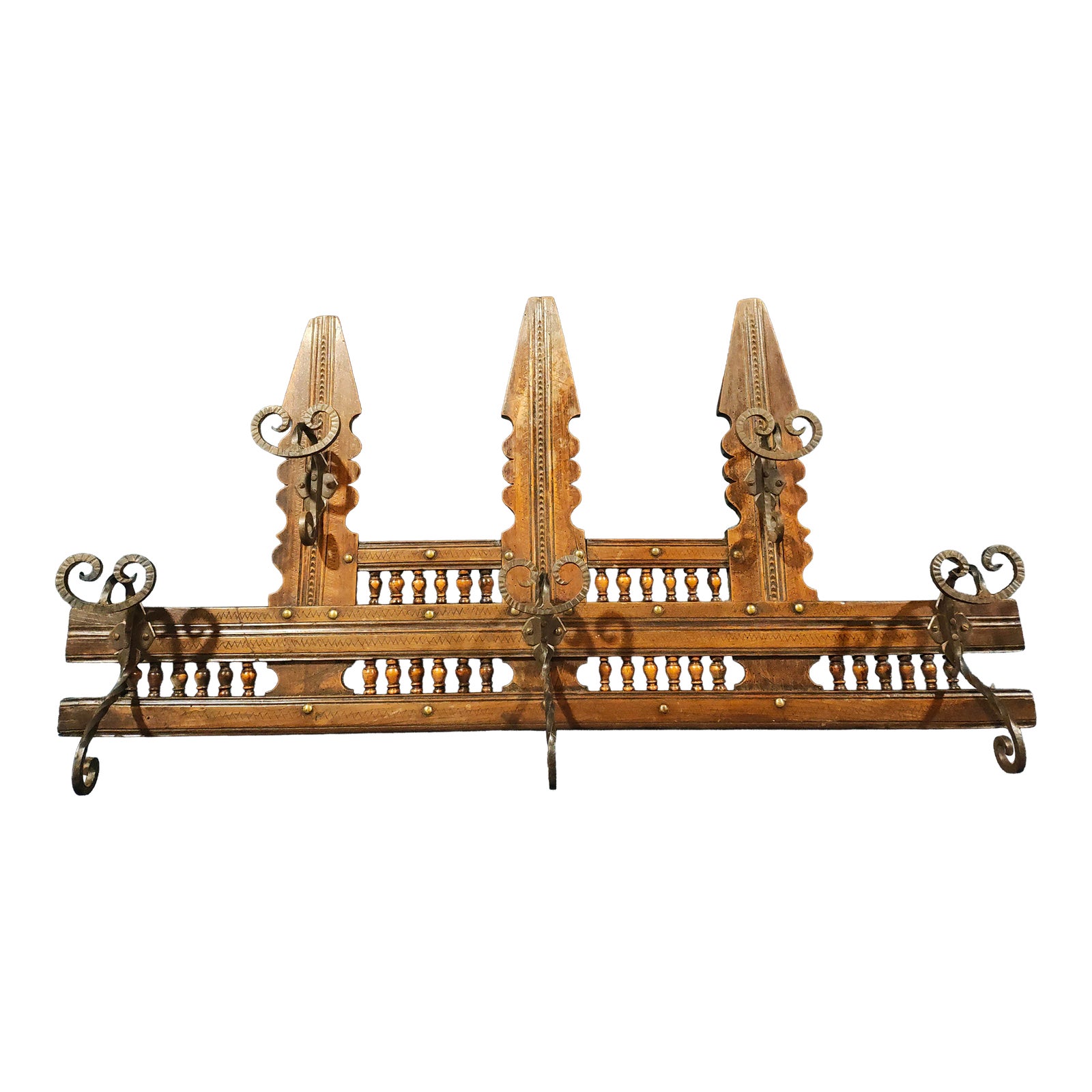 19th Century Swiss Black Forest Gothic Carved Walnut Pipe Rack / Hall ...