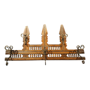 19th Century Swiss Black Forest Gothic Carved Walnut Pipe Rack / Hall Rack With Wrought Iron Hooks