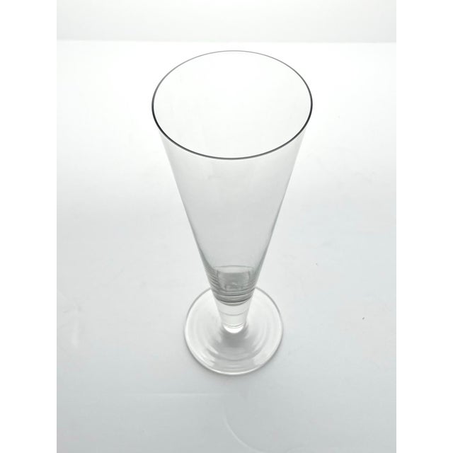 Crate & Barrel Contemporary Crate & Barrel Footed Beer Pilsner or Fluted Champagne Glasses - Set of 3 For Sale - Image 4 of 5