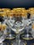 French Belle Époque Hand-Blown and Hand-Gilded Glass Champagne Coupes, Wine, Port and Liqueur Glasses, 1900s, Set of 18 For Sale - Image 17 of 18