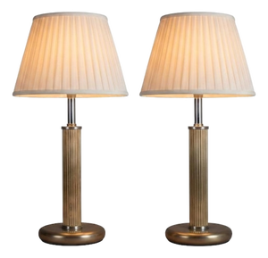 Mid-Century Modernist Sculptural Metal Bedside Table Lamps, 1950s, Set of 2