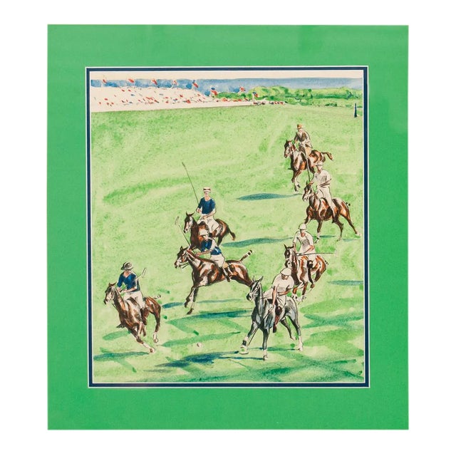 Seven Intl Polo Players Hand-Color Litho by Joseph Golinkin (1896-1977) For Sale
