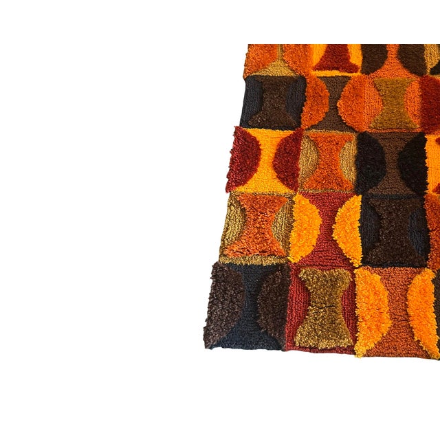 Mid-Century Modern Vintage Mid Century Modern Abstract Wall Art Tapestry Carpet 1960s 1970s For Sale - Image 3 of 5