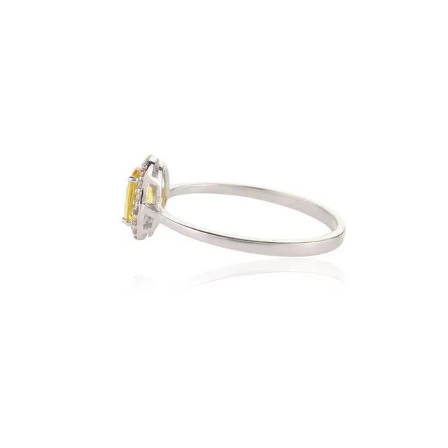 18k Gold Jewelry Set in Yellow Sapphire Diamond Pendant and Ring Size 7- 2 Pieces For Sale - Image 10 of 16