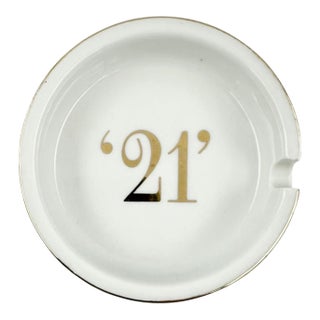 Vintage the 21 Club Nyc Restaurant White Porcelain Ashtray For Sale