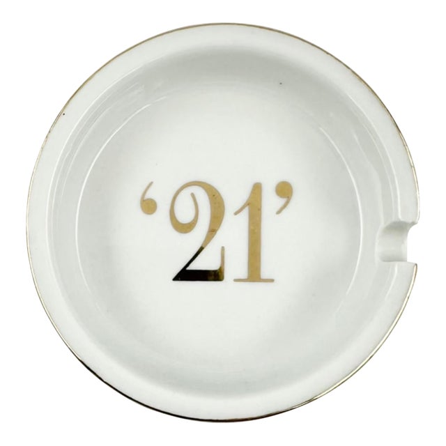 Vintage the 21 Club Nyc Restaurant White Porcelain Ashtray For Sale