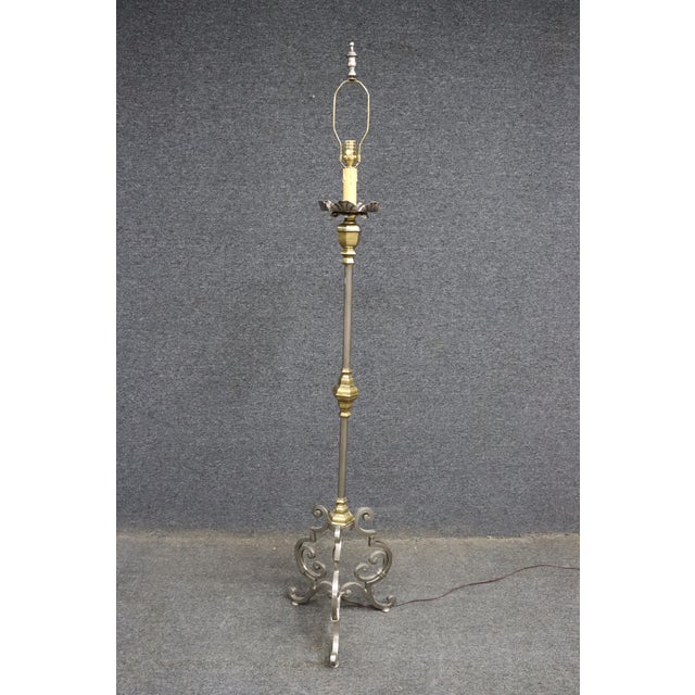 Late 20th Century Directoire Style Stainless & Brass Floor Lamp For Sale - Image 15 of 16