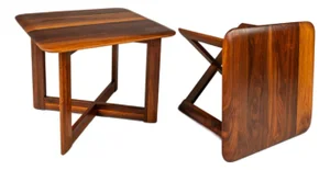 Rare Set of Two ( 2 ) Mid-Century Modern Side Tables / End Tables in Walnut by John Keal for Brown Saltman, Usa, C. 1960s